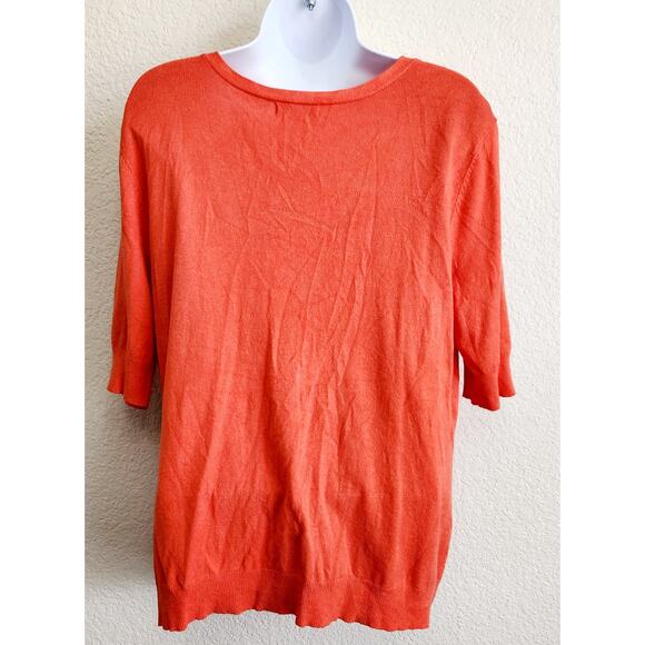 New York & Company Orange Short Sleeves Cardigan XL Lightweight Soft Stretch - Picture 3 of 5